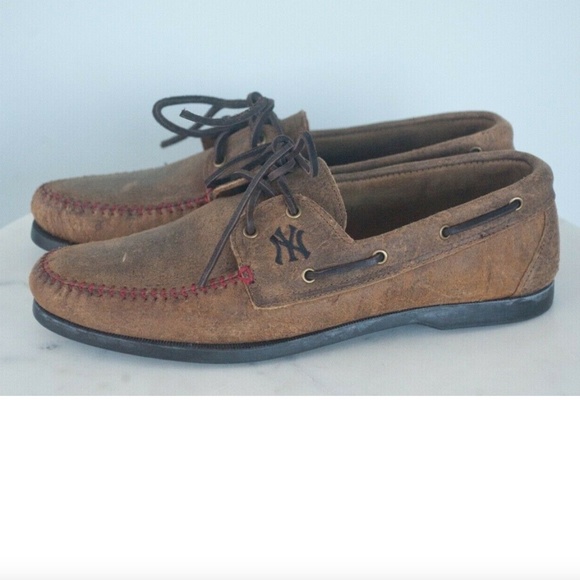 Allen Edmonds Brown Suede Boat Shoe Loafers with Black Laces main image 4